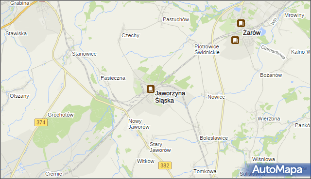 mapa Jaworzyna Śląska, Jaworzyna Śląska na mapie Targeo