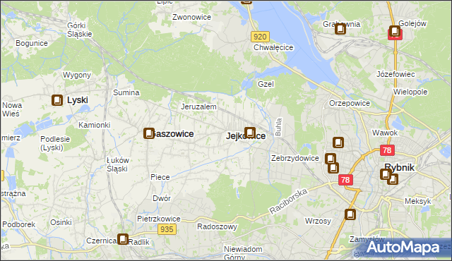 mapa Jejkowice, Jejkowice na mapie Targeo