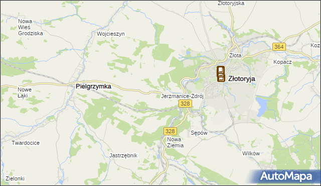 mapa Jerzmanice-Zdrój, Jerzmanice-Zdrój na mapie Targeo