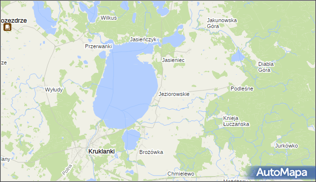 mapa Jeziorowskie gmina Kruklanki, Jeziorowskie gmina Kruklanki na mapie Targeo