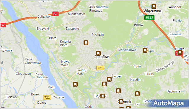mapa Józefów powiat otwocki, Józefów powiat otwocki na mapie Targeo