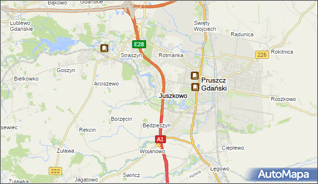 mapa Juszkowo, Juszkowo na mapie Targeo