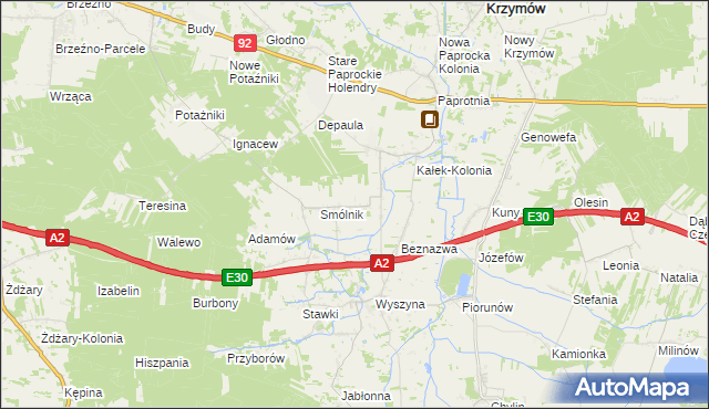 mapa Kałek gmina Krzymów, Kałek gmina Krzymów na mapie Targeo