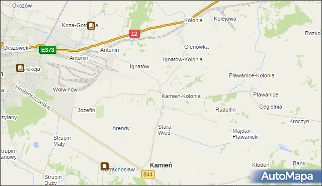 mapa Kamień-Kolonia gmina Kamień, Kamień-Kolonia gmina Kamień na mapie Targeo