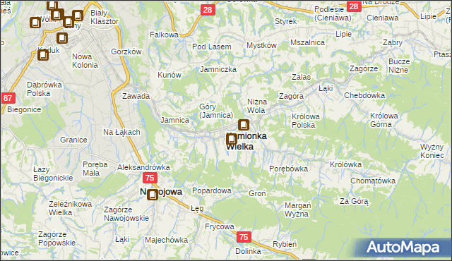 mapa Kamionka Wielka, Kamionka Wielka na mapie Targeo