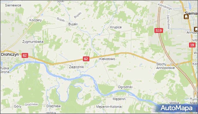 mapa Klekotowo gmina Siemiatycze, Klekotowo gmina Siemiatycze na mapie Targeo