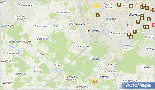 mapa Klepacze gmina Choroszcz, Klepacze gmina Choroszcz na mapie Targeo