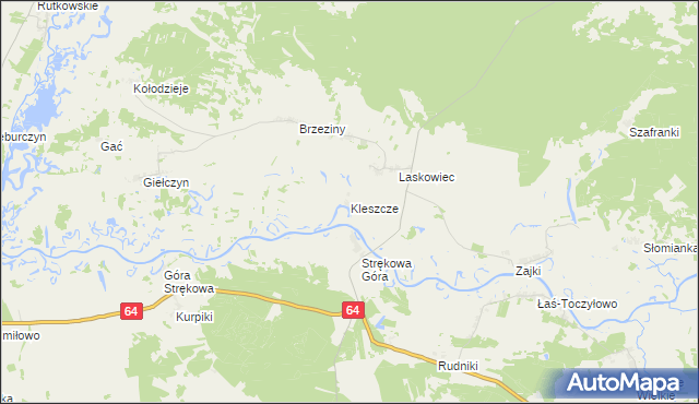 mapa Kleszcze gmina Trzcianne, Kleszcze gmina Trzcianne na mapie Targeo