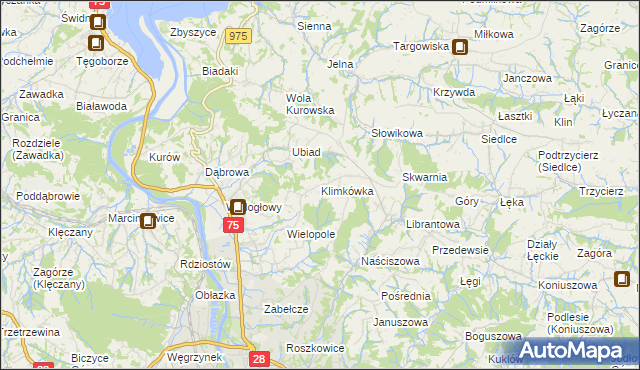 mapa Klimkówka gmina Chełmiec, Klimkówka gmina Chełmiec na mapie Targeo