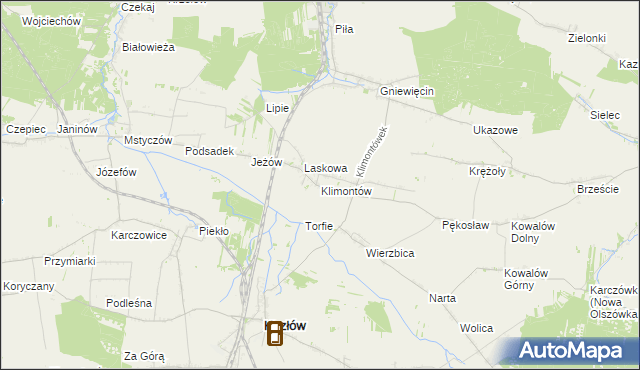 mapa Klimontów gmina Sędziszów, Klimontów gmina Sędziszów na mapie Targeo