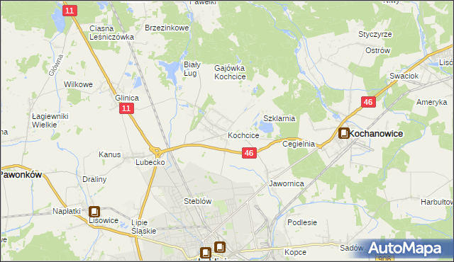 mapa Kochcice, Kochcice na mapie Targeo