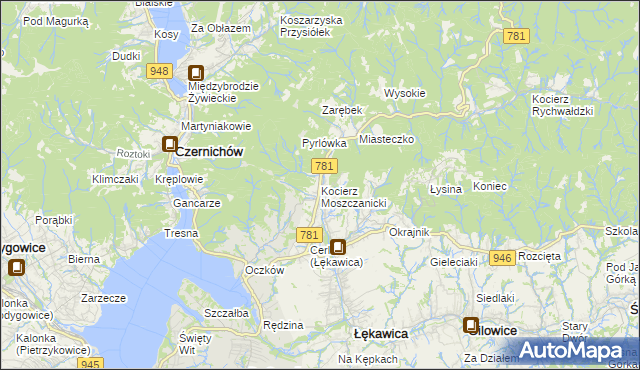 mapa Kocierz Moszczanicki, Kocierz Moszczanicki na mapie Targeo