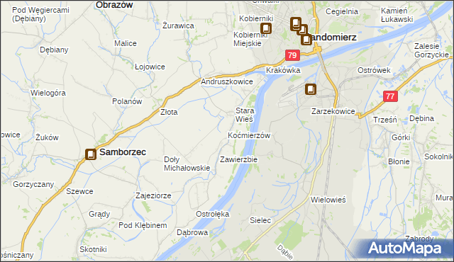 mapa Koćmierzów, Koćmierzów na mapie Targeo
