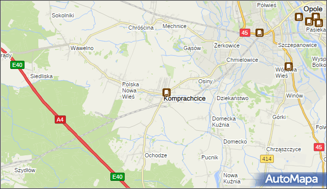 mapa Komprachcice, Komprachcice na mapie Targeo