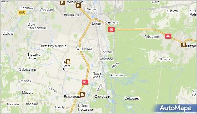 mapa Korwinów, Korwinów na mapie Targeo