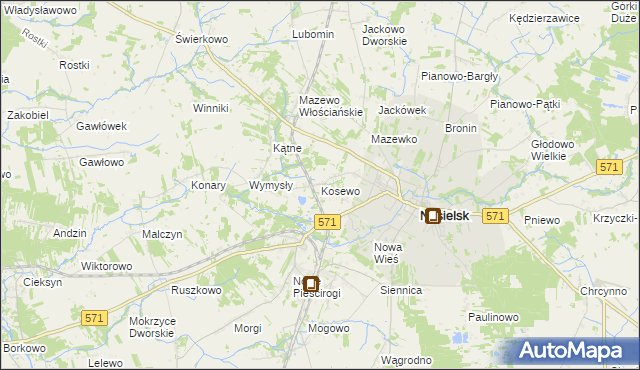 mapa Kosewo gmina Nasielsk, Kosewo gmina Nasielsk na mapie Targeo