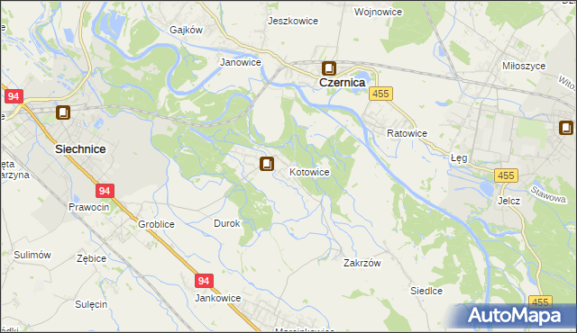 mapa Kotowice gmina Siechnice, Kotowice gmina Siechnice na mapie Targeo