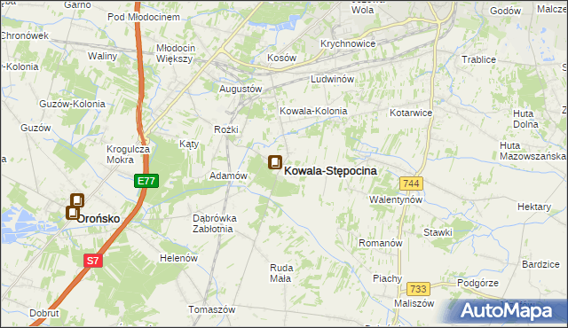 mapa Kowala-Stępocina, Kowala-Stępocina na mapie Targeo