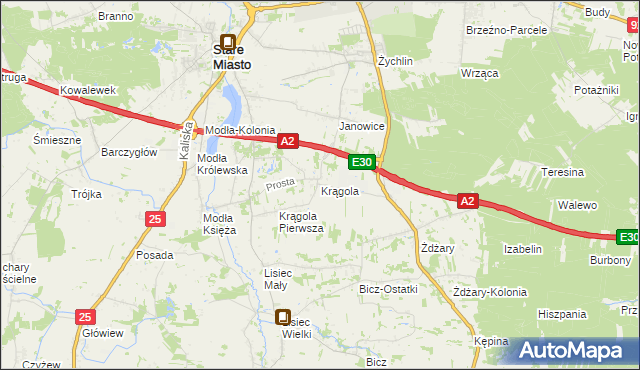 mapa Krągola, Krągola na mapie Targeo