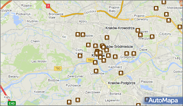 mapa Krakowa, Kraków na mapie Targeo