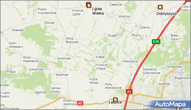 mapa Krępa gmina Lgota Wielka, Krępa gmina Lgota Wielka na mapie Targeo