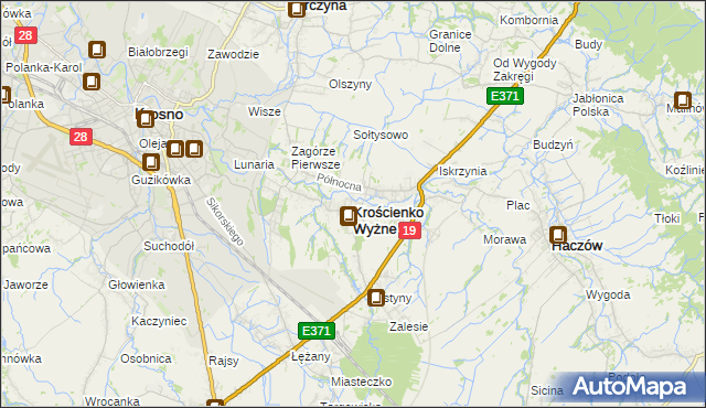 mapa Krościenko Wyżne, Krościenko Wyżne na mapie Targeo