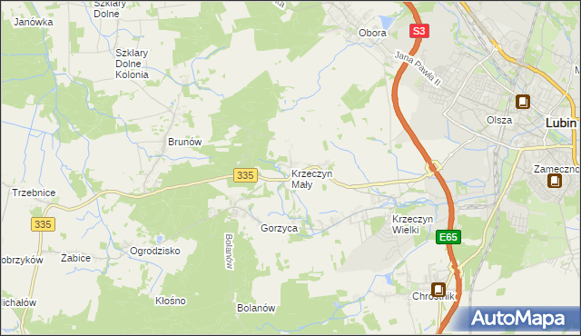 mapa Krzeczyn Mały, Krzeczyn Mały na mapie Targeo