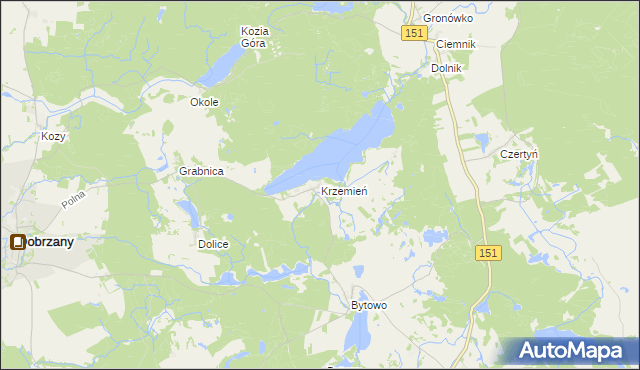 mapa Krzemień gmina Dobrzany, Krzemień gmina Dobrzany na mapie Targeo