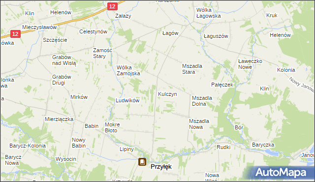mapa Kulczyn gmina Przyłęk, Kulczyn gmina Przyłęk na mapie Targeo