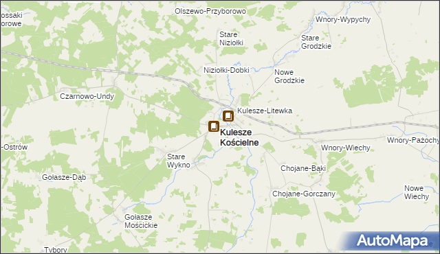 mapa Kulesze Kościelne, Kulesze Kościelne na mapie Targeo