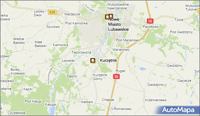 mapa Kurzętnik, Kurzętnik na mapie Targeo