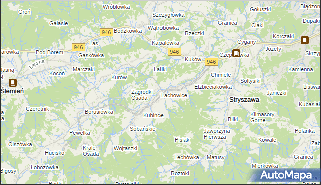 mapa Lachowice, Lachowice na mapie Targeo