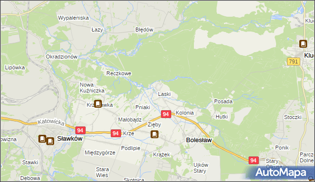 mapa Laski gmina Bolesław, Laski gmina Bolesław na mapie Targeo