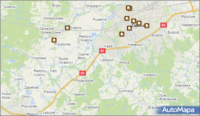 mapa Latoszyn, Latoszyn na mapie Targeo