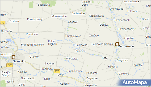 mapa Łętkowice, Łętkowice na mapie Targeo