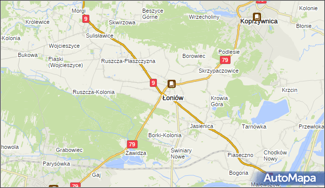 mapa Łoniów, Łoniów na mapie Targeo