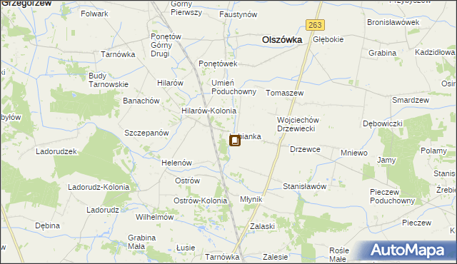 mapa Łubianka gmina Olszówka, Łubianka gmina Olszówka na mapie Targeo