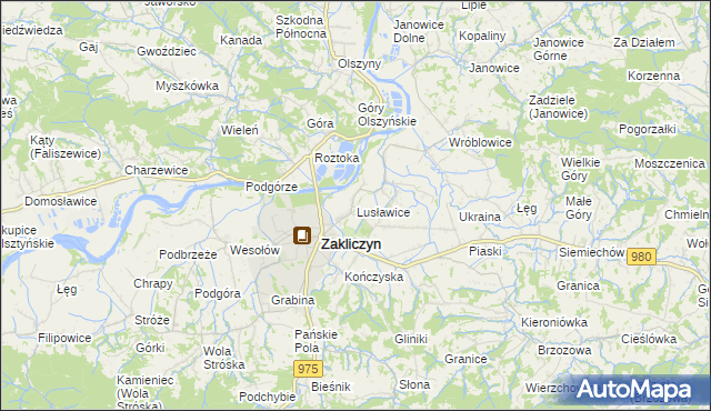 mapa Lusławice gmina Zakliczyn, Lusławice gmina Zakliczyn na mapie Targeo