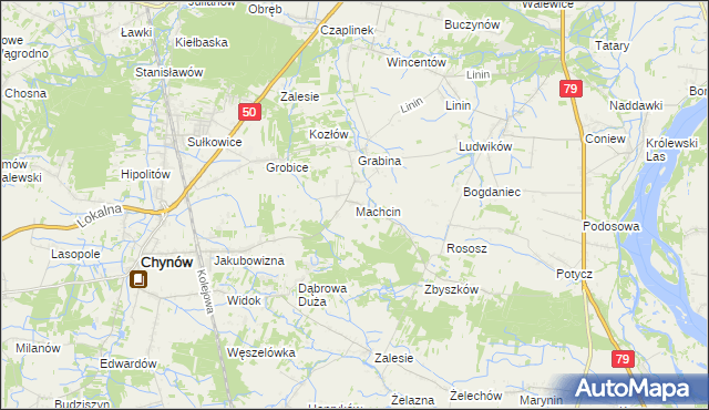 mapa Machcin gmina Chynów, Machcin gmina Chynów na mapie Targeo