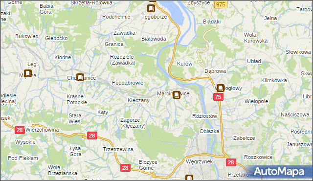 mapa Marcinkowice gmina Chełmiec, Marcinkowice gmina Chełmiec na mapie Targeo