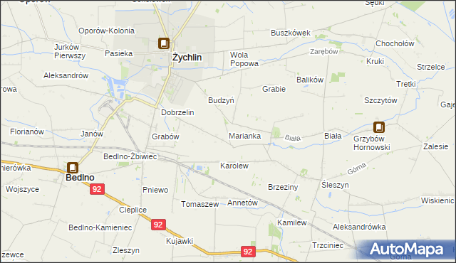 mapa Marianka gmina Żychlin, Marianka gmina Żychlin na mapie Targeo