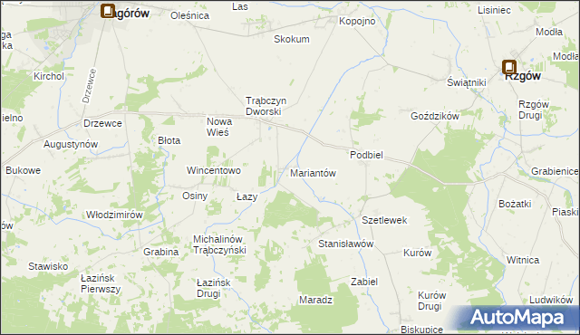 mapa Mariantów gmina Zagórów, Mariantów gmina Zagórów na mapie Targeo