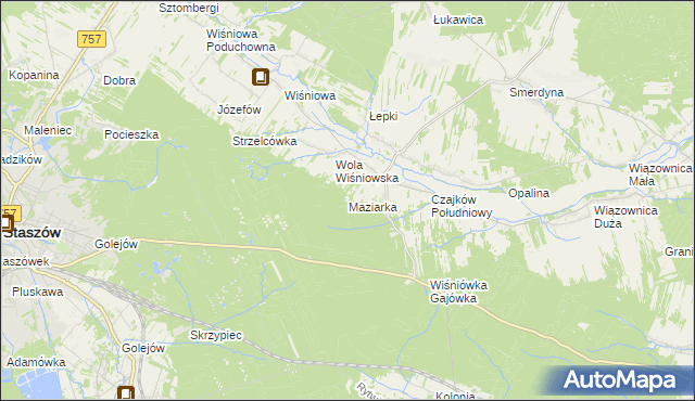 mapa Maziarka gmina Staszów, Maziarka gmina Staszów na mapie Targeo