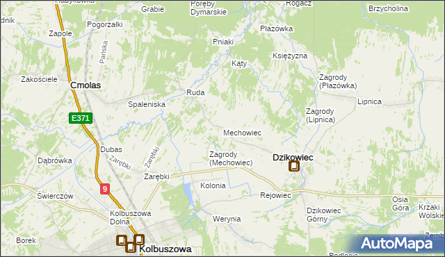 mapa Mechowiec, Mechowiec na mapie Targeo