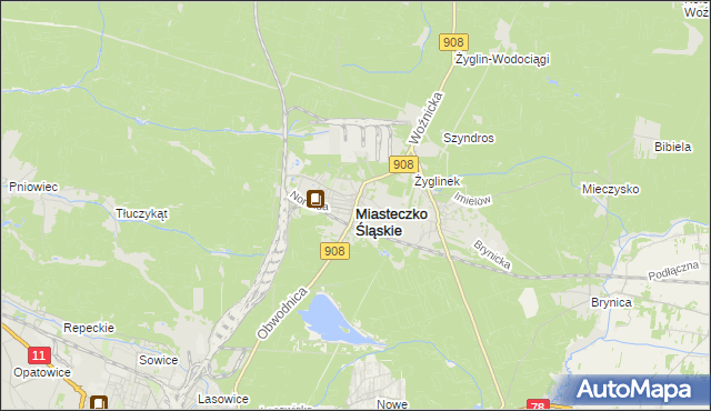 mapa Miasteczko Śląskie, Miasteczko Śląskie na mapie Targeo