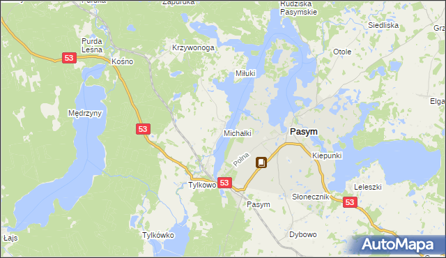 mapa Michałki gmina Pasym, Michałki gmina Pasym na mapie Targeo