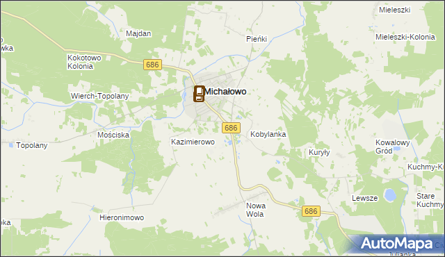 mapa Michałowo-Kolonia, Michałowo-Kolonia na mapie Targeo