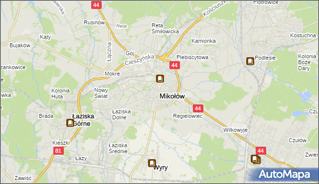 mapa Mikołów, Mikołów na mapie Targeo