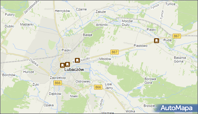 mapa Młodów gmina Lubaczów, Młodów gmina Lubaczów na mapie Targeo