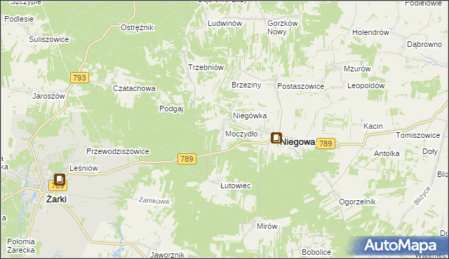 mapa Moczydło gmina Niegowa, Moczydło gmina Niegowa na mapie Targeo